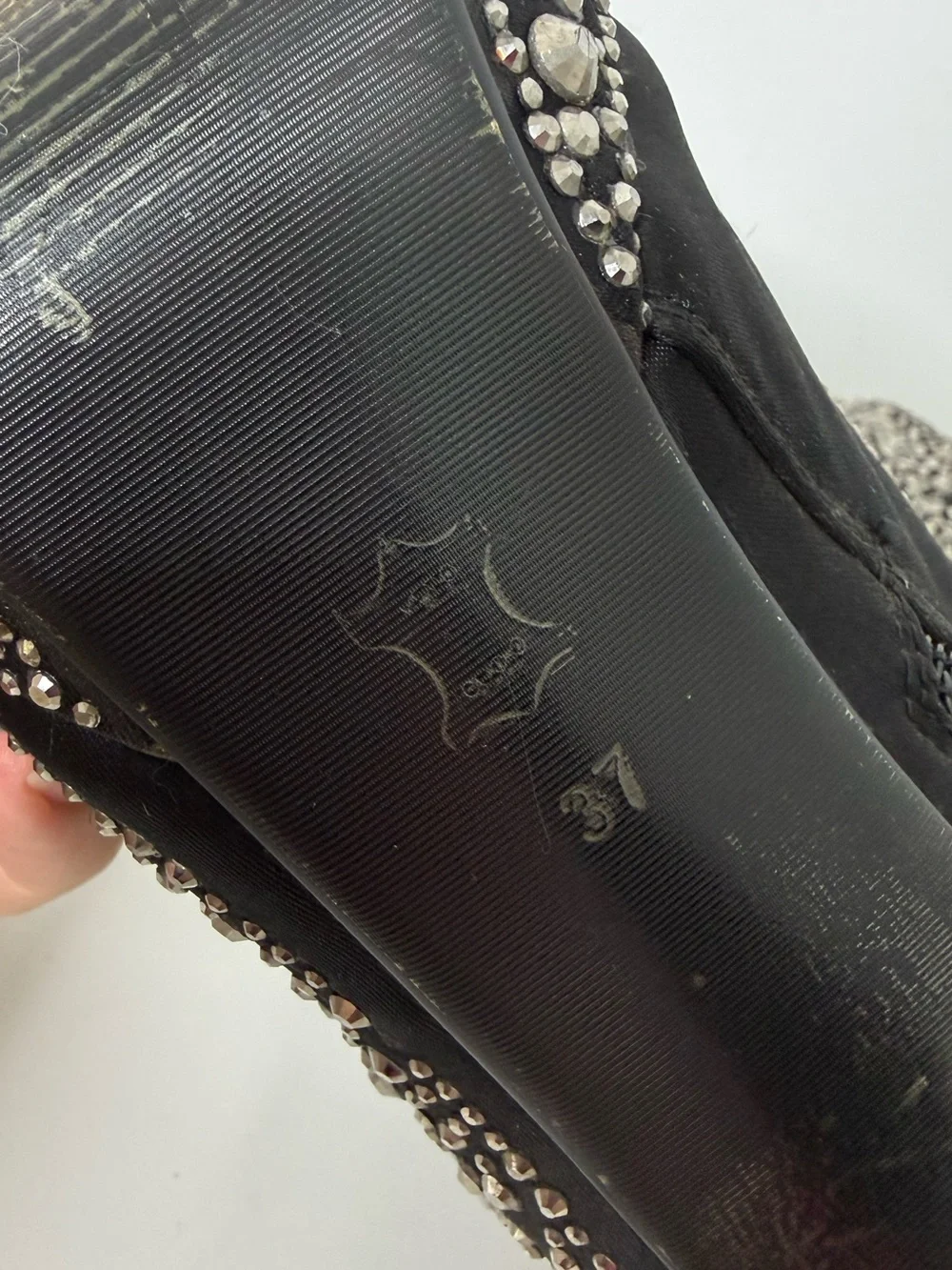 Helen's Heart Black Faceted All Over Sparkle Platform Stiletto Heel Bootie Sz 37